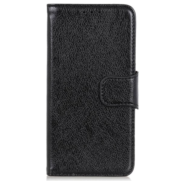 Nappa Texture Split Wallet Stativbetræk til Motorola Moto G84 - Sort Black