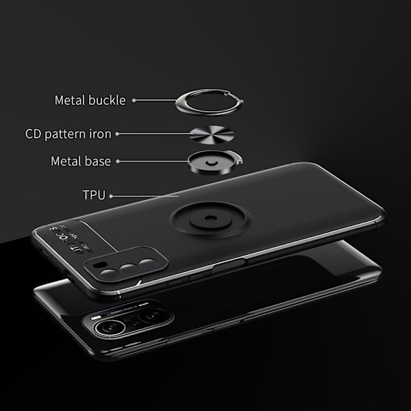 Finger Ring Kickstand TPU Case for Xiaomi Mi 11i Black