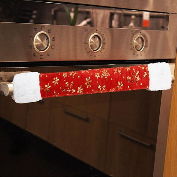 4-pack Christmas pellavakankainen jääkaapin oven kahvan suojakuori Joulu Red