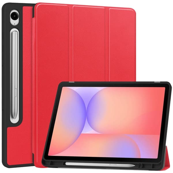 Trifoldet stativ Smart Taske til Samsung Galaxy Tab S10 Lite Red