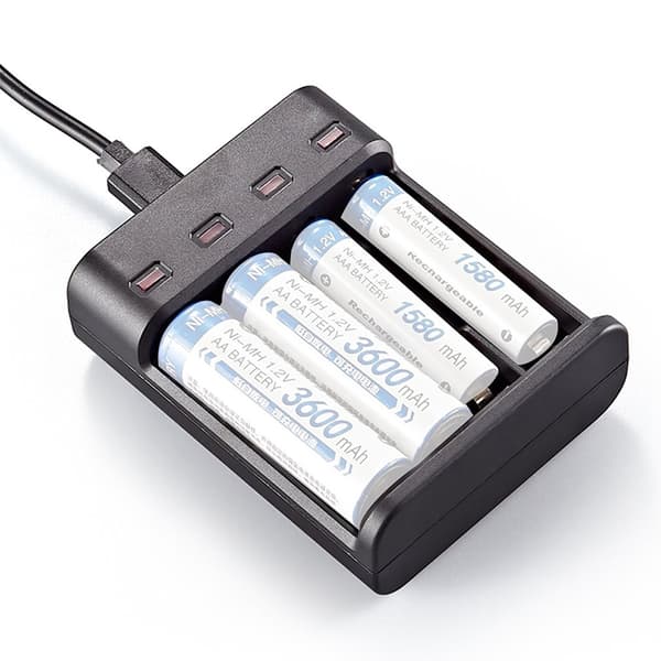 Intelligent smart batteriladdare 4 platser för NI-MH/NI-CD AA AAA-batterier Svart