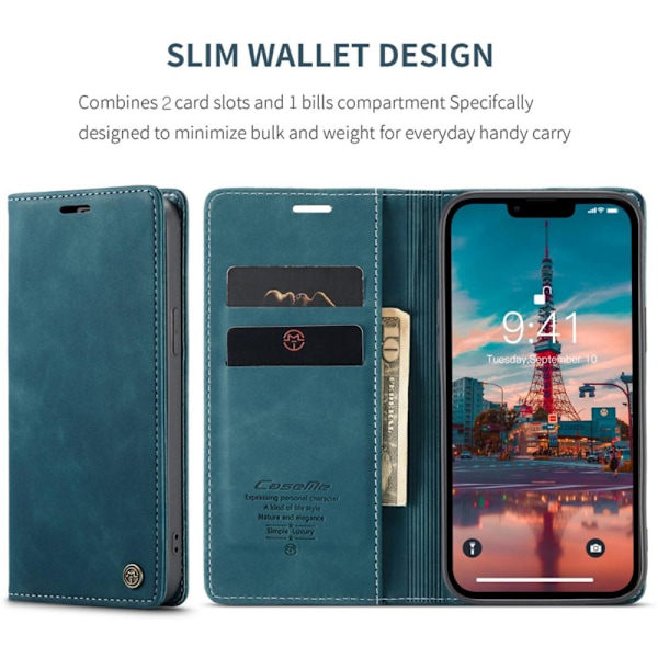 CASEME Plånboksfodral iPhone 14 Plus - Blå Blå