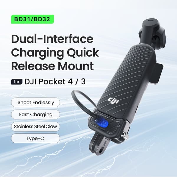 Dobbel ladestasjon for DJI Osmo Pocket 4 / 3 – magnetisk hurtigfeste Black