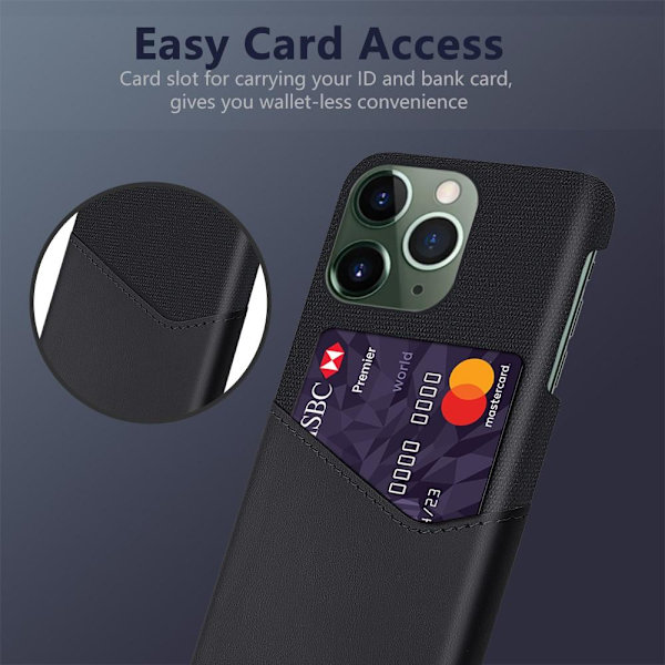 Kortholder Beskyttende telefonetui til iPhone 15 Pro Cover Black