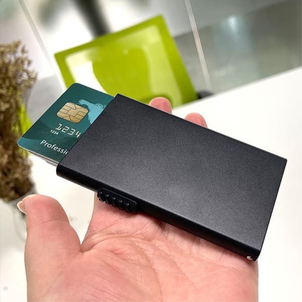 RFID-blokkerende ID-kortveske Kredittkortlomme Pop Up Black