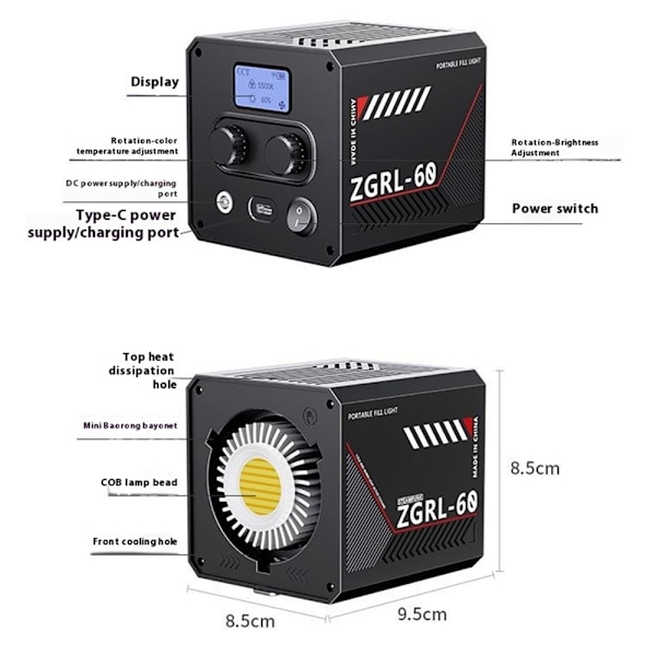 Videovalo LED High Power Fill Light -valokuvausvideokuvauslavavalo Black