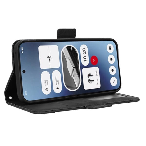 Til Nothing Phone (2a) Læderetui Flere Kortpladser Magnetisk Lukning cover Black