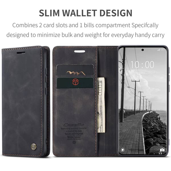 CASEME Retro Etui med Pung til Xiaomi Redmi Note 15 / Xiaomi Poco M8 5G - Sort Black