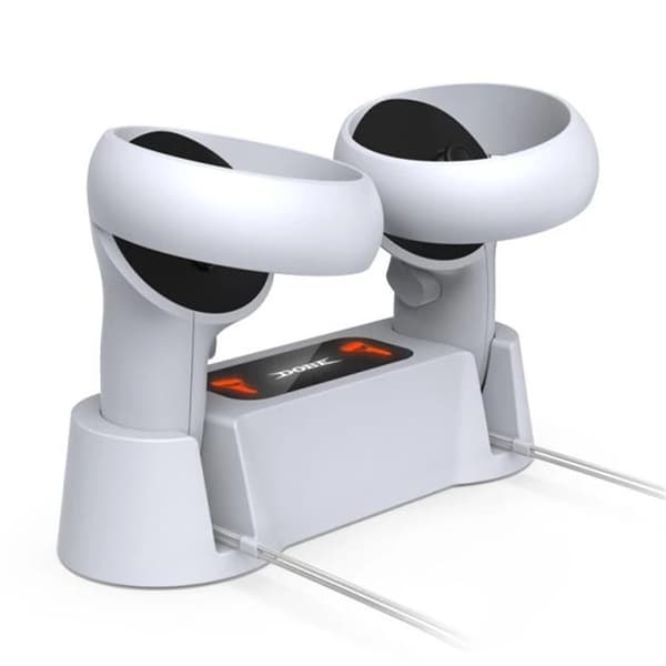 DOBE ladestasjonskontrollerlader kompatibel med Oculus Quest 2 VR White