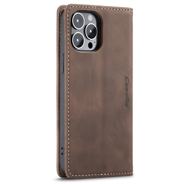 CASEME Retro Lompakkokotelo iPhone 14 Pro Max - Tummanruskea Brown