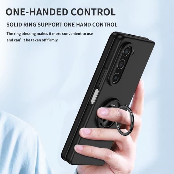 Til Samsung Galaxy Z Fold5 5G Dekseldeksel Ring Bilfeste - Svart Black