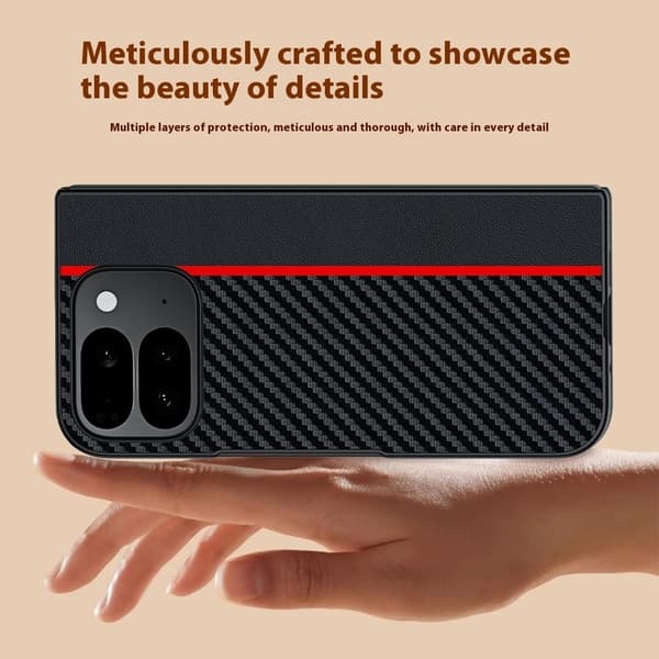Telefondeksel for Google Pixel 10 Pro Fold Karbonfibertekstur Black
