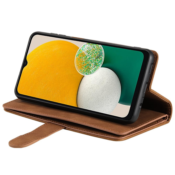Samsung Galaxy A56 5G Kuori Vetoketjutaskulla ja 9 Korttipaikalla Brown