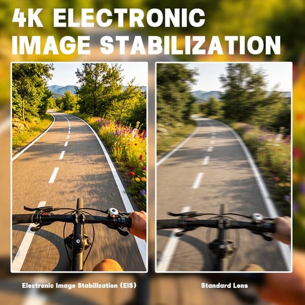 4K-actionkamera + 32 GB-hukommelseskort, kortlæser, EIS-stabilisering, tilbehørssæt Black