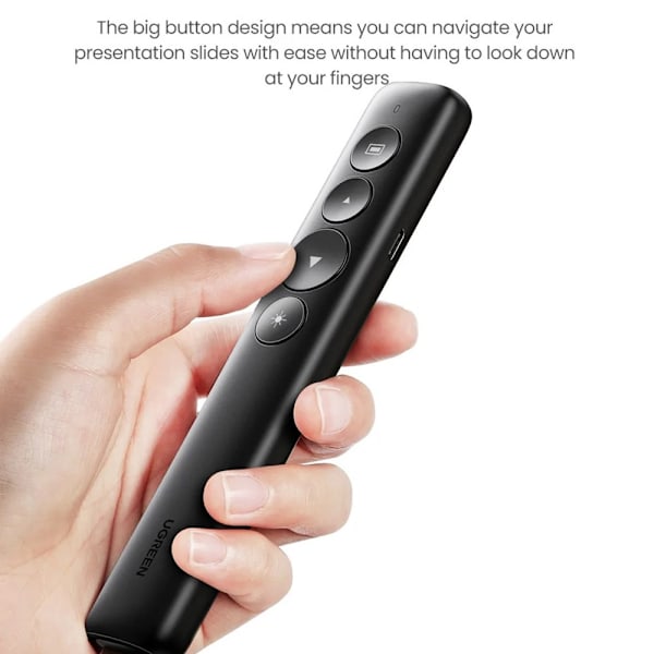Wireless Presenter Genopladelig multifunktionsfjernbetjening laserpointer Black