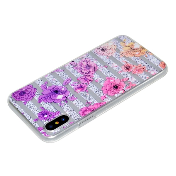 iPhone X TPU Skal - Pink and Purple Flower