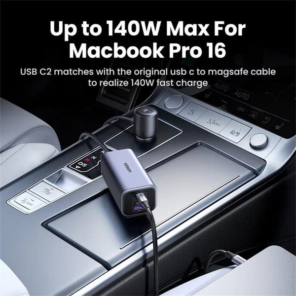 UGREEN 150W billader 3 USB-C + 1 USB-A hurtiglading med forlengelseskabel Black