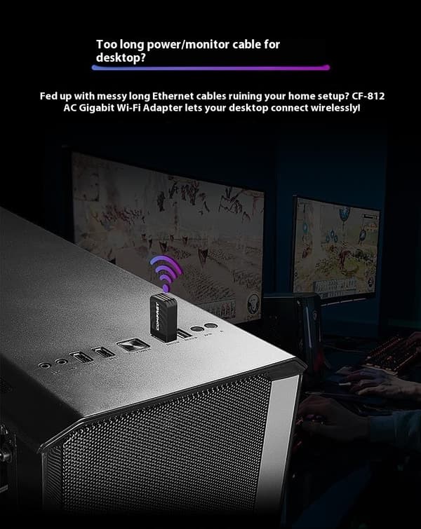 COMFAST Dual Band Gigabit WiFi -sovitin 1300 Mbps USB 3.0 langaton verkkokortti Black