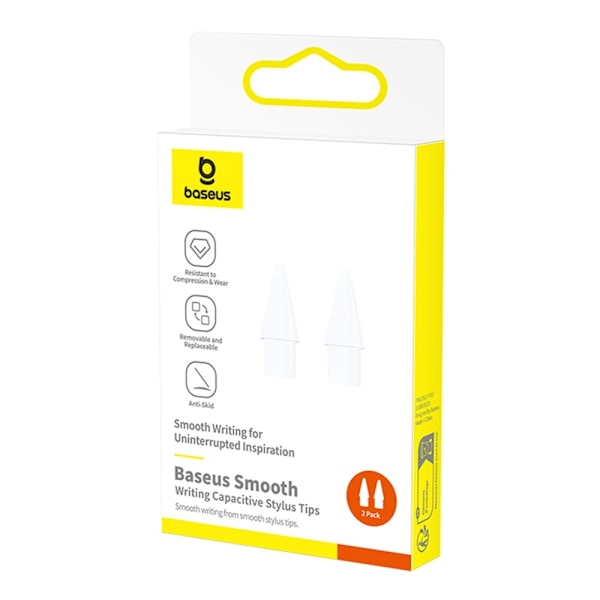 BASEUS Stylus Smooth Series 2 stk. kapacitive penspidser udskiftelige skridsikre White