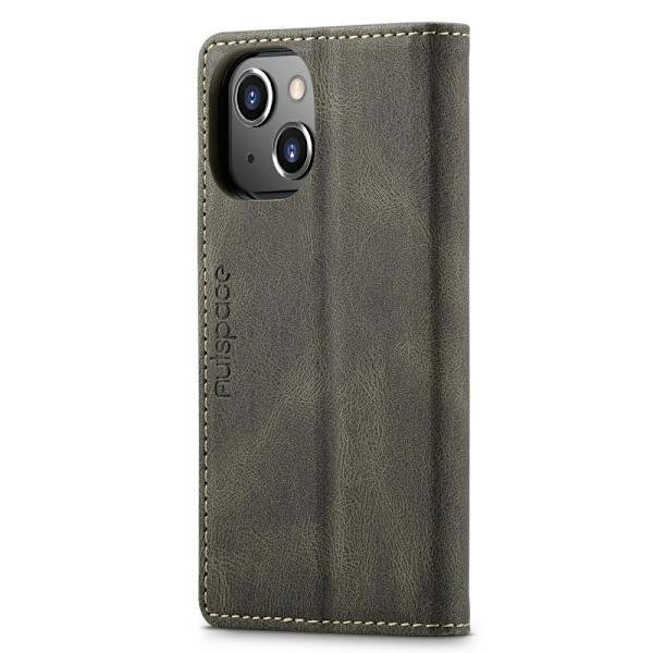 AUTSPACE A01 Retro tegnebog taske til iPhone 13 mini - brun Brown