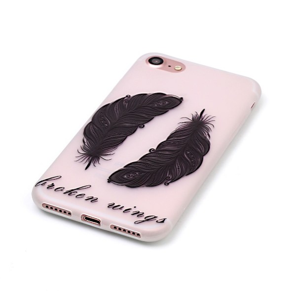 iPhone 7 4,7" Skal Glow in the dark - Tribal Feathers Purple