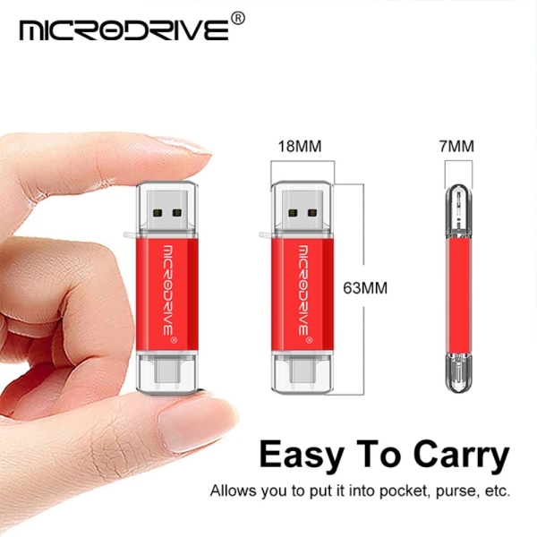 MICRODRIVE 128 GB USB-Minne 2i1 USB-A + USB-C Flash Drive Guld