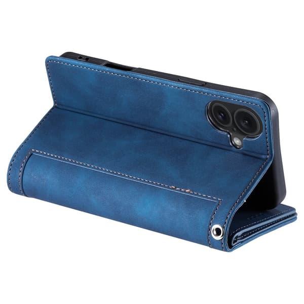 Til iPhone 17 Etui med Lynlåslomme og 9 Kortlommer Blue