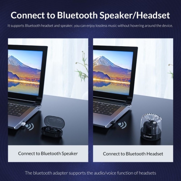 ORICO BTA-580 Mini USB Bluetooth 5.0 -sovitinsovitin Black