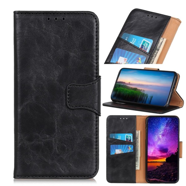 Crazy Horse Wallet Stand Cover for Sony Xperia 5 III - Black Black