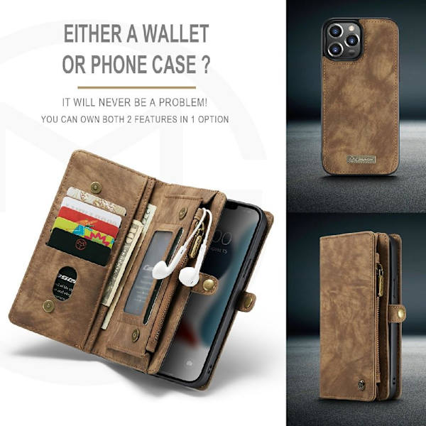 CASEME iPhone 13 Pro Retro plånboksfodral - Brun Brun