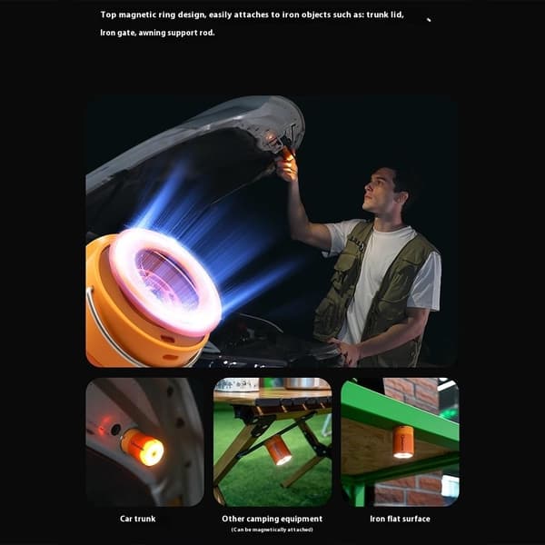 Elektrisk Luftpump Pump Magnetisk Camping Lampa Simring Inflator Luftmadrass Orange one size