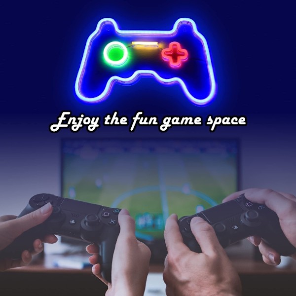 41x28cm Gamepad Design Gaming Neonlys Spillerum Vægdekoration LED Lampe White