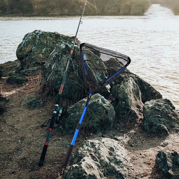 230 cm 3-osainen taitettava kolmiokalastusverkko Håv Kalastusverkko kauhalla Blue