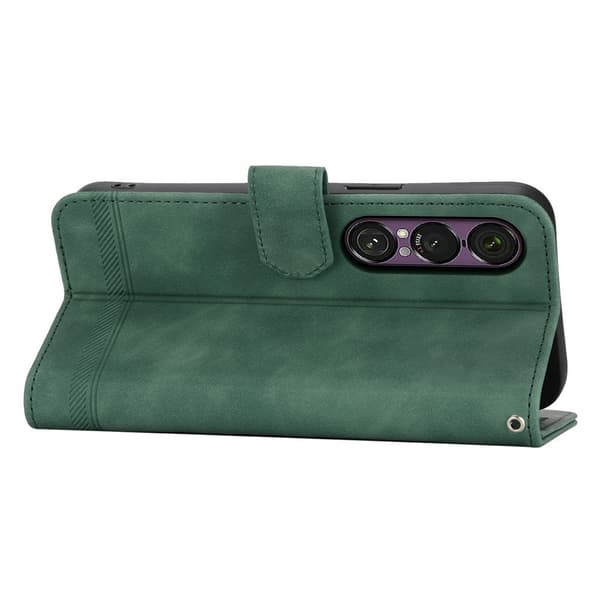 DIERFENG Til Sony Xperia 1 VII Pungcover med Stander og Håndledsrem Green