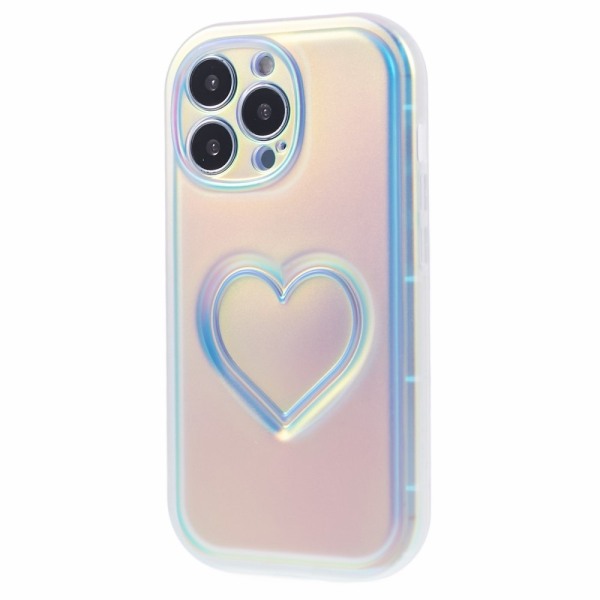 iPhone 15 Pro -kotelolle Shell TPU 3D Heart Shape - monivärinen Multicolor