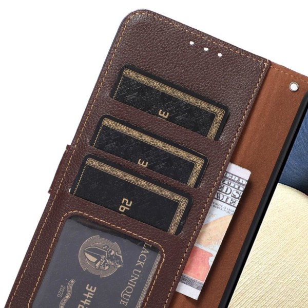 KHAZNEH RFID Block Samsung Galaxy S22+ Plånboksfodral - Brun/Blå Brun
