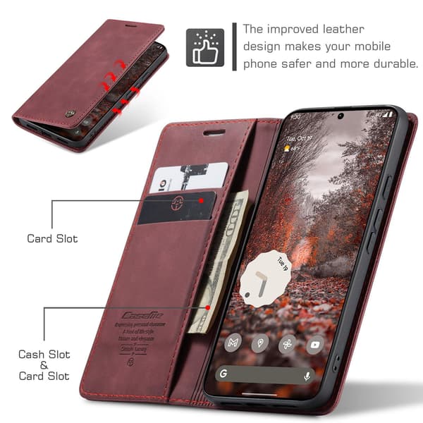 CASEME Puhelimen lompakkokotelo jalustalla Google Pixel 11 Pro ja Google Pixel 11 Brown