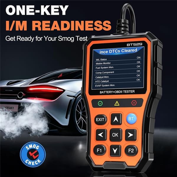 Bluetooth-tester for bilbatteri og OBDII-feilkodeleser med 2,8-tommers IPS-skjerm Black