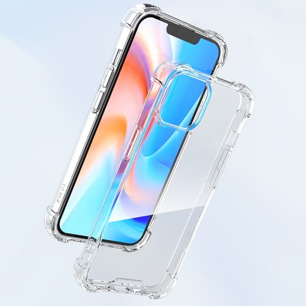 TPU-ramme + akryl bakside mobildeksel for iPhone 15 Transparent