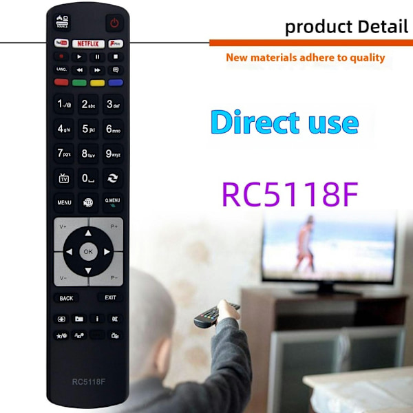Fjärrkontroll Ersättning för RC5118F För Hitachi TV Svart