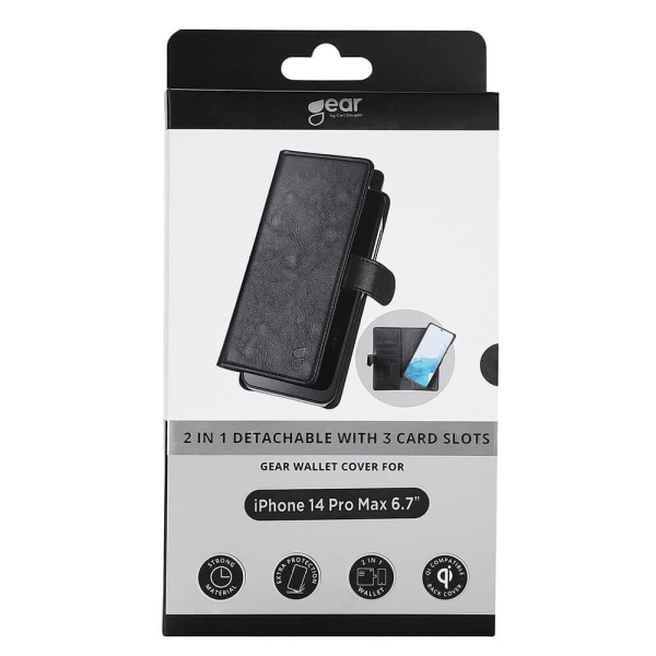 GEAR Wallet Musta iPhone 14 Pro Max Cover magneettikuori Black