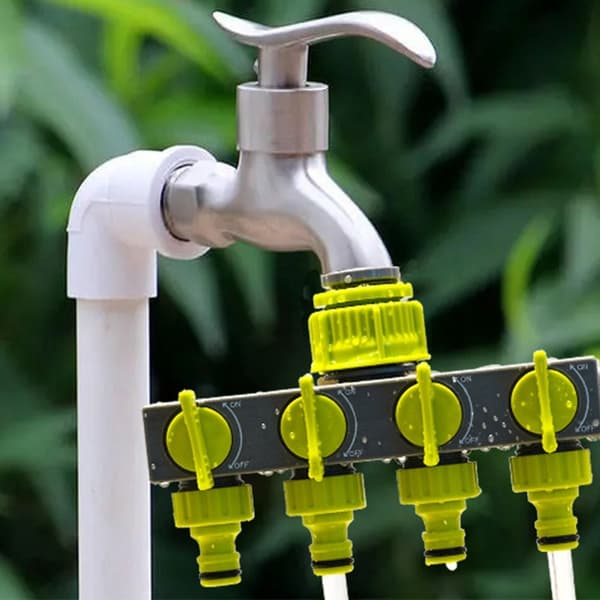 4 - vejs vandsplitter vand Havevanding Tilslutning koblingsventil Green