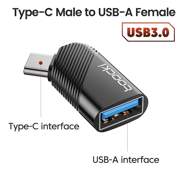 TOOCKI USB-C Han USB 3.0 Hun Converter 5Gbps dataadapter Black