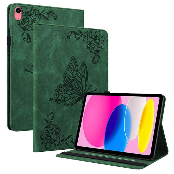 iPad 10.9 (2022) -tablettikotelon kansi Buterfly Imprinting - Green