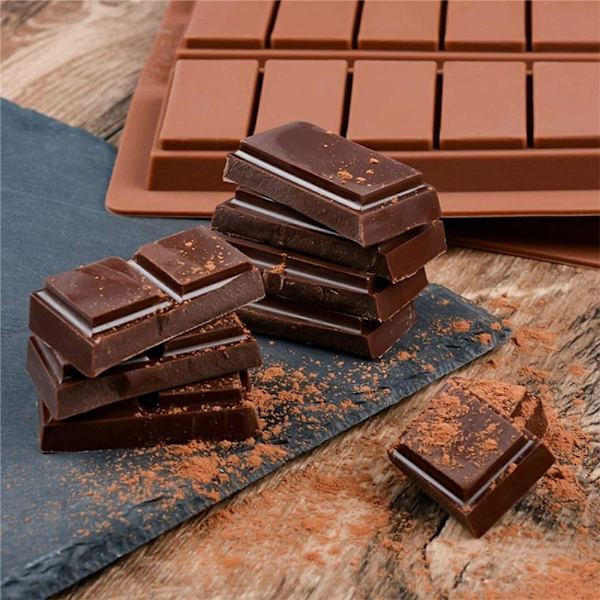 Rektangulær chokoladeform bageform med 10 hulrum i silikone Brown