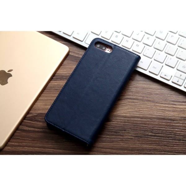 CMAI2 Litchi plånboksfodral till iPhone 7 Plus - MörkBlå Blå