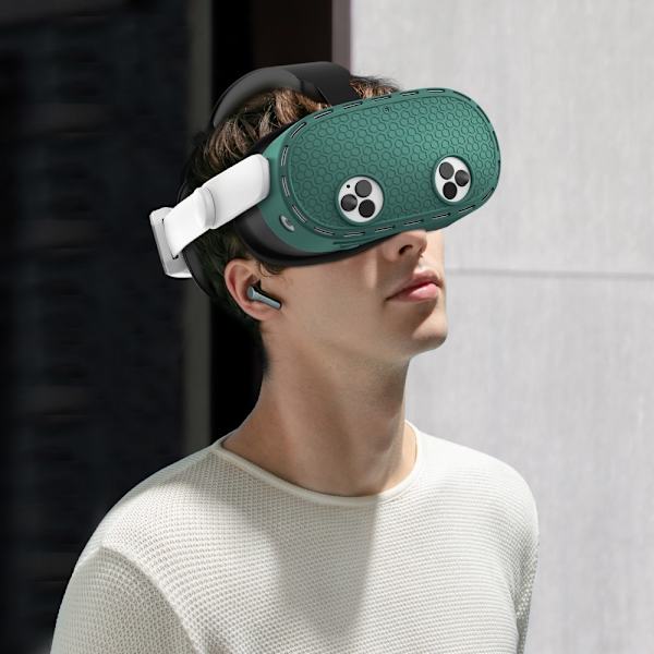 För Meta Quest 3S Skyddsfodral VR Headset Silikonskydd Grön