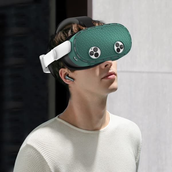 Til Meta Quest 3S beskyttende etui VR Headset Silikone Cover Green