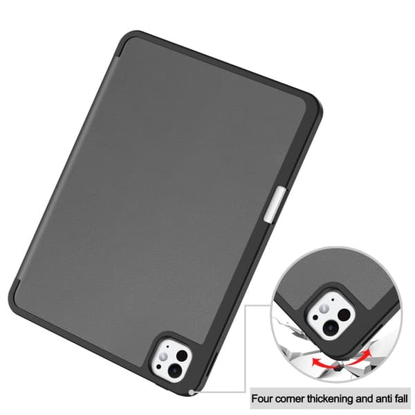 Etui for iPad Pro 11 (2024) med Tri-fold Stativ, Tablettdeksel med Penneholder Grey
