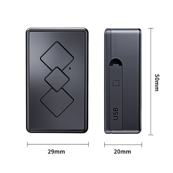 Global GPS Tracker Anti Lost 3D Street View Locator med intelligenta varningar Svart